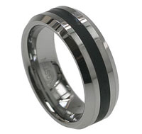 8mm Tungsten Carbide Black Stripe Wedding Ring