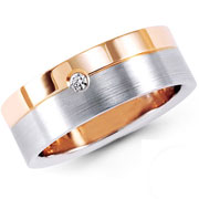 Two Tone 14K Rose & White Gold Bezel Set Solitaire Ring
