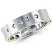 14K Two Tone 5 Stone Bezel Cord Inlay Designer Ring