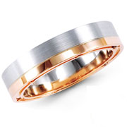 14K Gold Two Tone Round Diamond Edge Designer Band