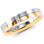Two Tone 14K Gold Double Princess Diamond Ring