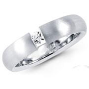 14K White Gold Tension Set Solitaire Wedding Band