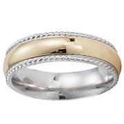 Platinum and 18K Cord Edge High Polish Band