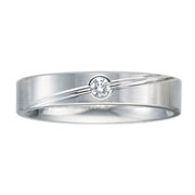 4mm Flat Carved Palladium Diamond Solitaire Band
