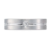 Flat Recessed 6mm Palladium Round Diamond Ring