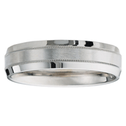 Platinum Satin Milgrain Bevel Edge Wedding Band