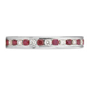 Platinum Diamond and Ruby Eternity Band