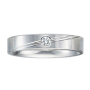 4mm Flat Carved Platinum Diamond Solitaire Band