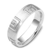 6mm Alternating Engraved Pattern Platinum Wedding Band