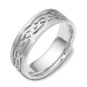 Platinum 7mm Knot Carved Wedding Band