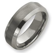 Brushed & Polished Beveled Edge 8mm Tungsten Ring