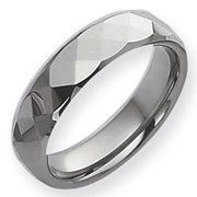 Polished Tungsten 6mm Faceted Band