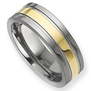 Polished Gold Plated 8mm Grooved Tungsten Ring