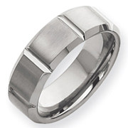 Brushed & Polished 8mm Grooved Tungsten Band