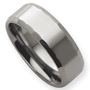 Faceted Beveled Edge Polished Tungsten Band