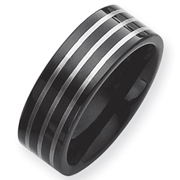 Tungsten Black Plated w/Grey Laser 8mm Band