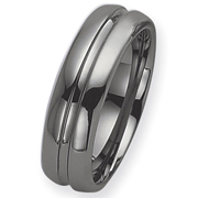 Polished 7mm Grooved Tungsten Band