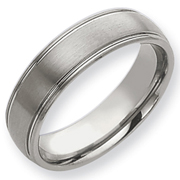 Brushed & Polished 7mm Tungsten Grooved Band