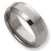 Polished Beveled Edge 8mm Tungsten Band