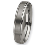 Tungsten Ridged Edge 6mm Brushed & Polished Band