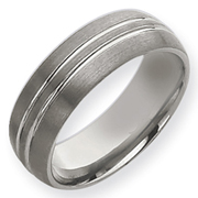 Tungsten 8mm Grooved Brushed & Polished Ring