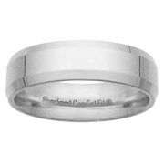 6mm 14k White Gold Designer Comfort Fit Benchmark Band