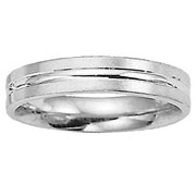 4mm 14kt White Gold Flat Comfort Fit Satin Benchmark Band
