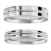14K White Gold Designer Wedding Band Set