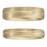 Satin Finish 14K Yellow Gold Matching Ring Set