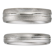 Textured Finish 14K White Gold Wedding Ring Set