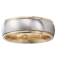8mm 14K Two Tone Gold Brush Finish Wedding Band