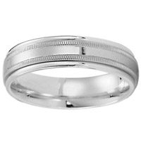 14k Milgrain White Gold Wedding Band