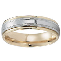 14k Milgrain Two Tone Gold Wedding Band