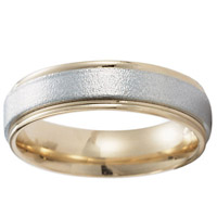 6mm 14k Two Tone Gold Textured Finish Band