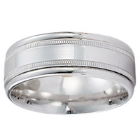 14k Designer White Gold Milgrain Wedding Ring