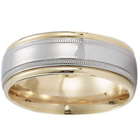 14k Designer Two Tone Gold Milgrain Wedding Ring
