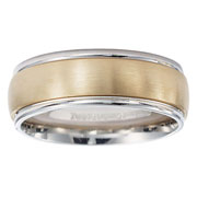 14k 8mm Two Tone Brush Finish Wedding Band