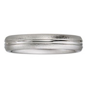 14k White Gold Sandblast Finish Ridge Ring