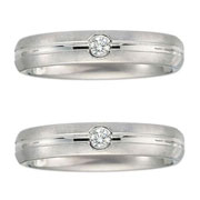 Bezel Set Diamond Solitaire 4mm 14K White Gold Band