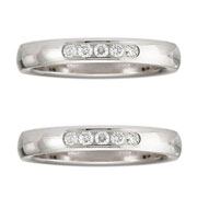 14K White Gold Channel Set Round Diamond Wedding Band