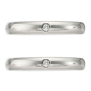 3mm Domed 14K White Gold Diamond Bezel Band