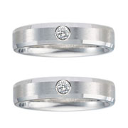 Beveled Edge 4mm 14K White Gold Diamond Bezel Band
