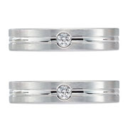 Flat Recessed 4mm 14K White Gold Round Diamond Ring