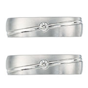 6mm 14K White Gold Carved Diamond Bezel Wedding Band