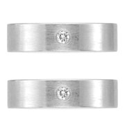 6mm Brushed 14K White Gold Flat Diamond Band