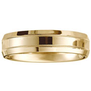 14k Yellow Gold Milgrain Bevel Edge Wedding Band