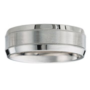 14k White Gold Milgrain and Satin Designer Band