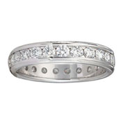 Round Channel Diamond 4mm 14K White Gold Eternity Band