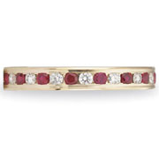 14K Yellow Gold Diamond and Ruby Eternity Band