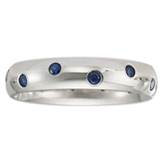 4mm 14K White Gold Stagger Bezel Blue Sapphire Eternity Band